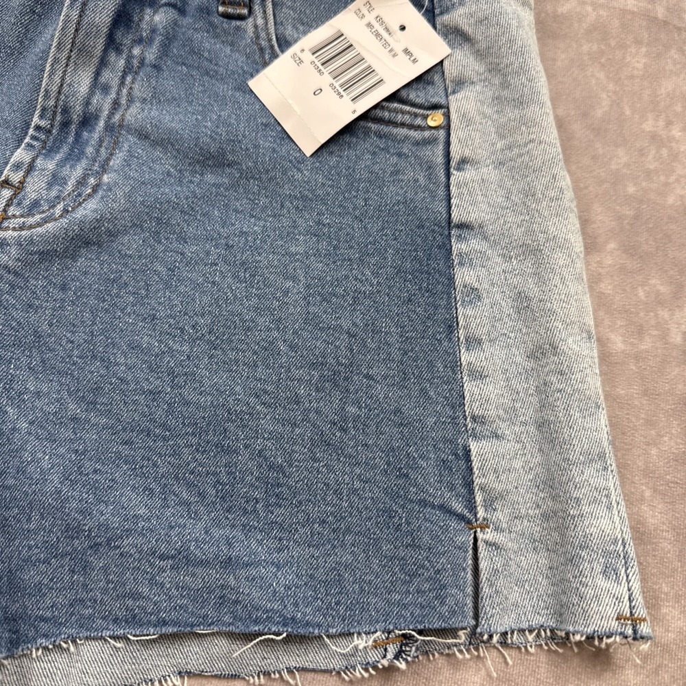 Kut  NWT Women's Sz 0 Shorts High Rise‎ Jane Cut Off Two Tone Denim Summer Beach - Picture 15 of 16